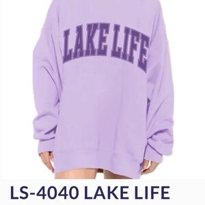 Lake Life Lavender size small Graphic Pullover Sweatshirt